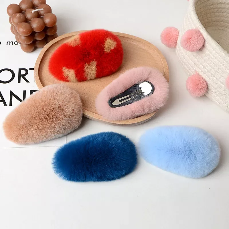 

Winter Plush Solid Color Faux Fur Hairpin Hair Clips Girls Women Hair Barrettes Fashion Kids Hairpins Hair Accessories trending