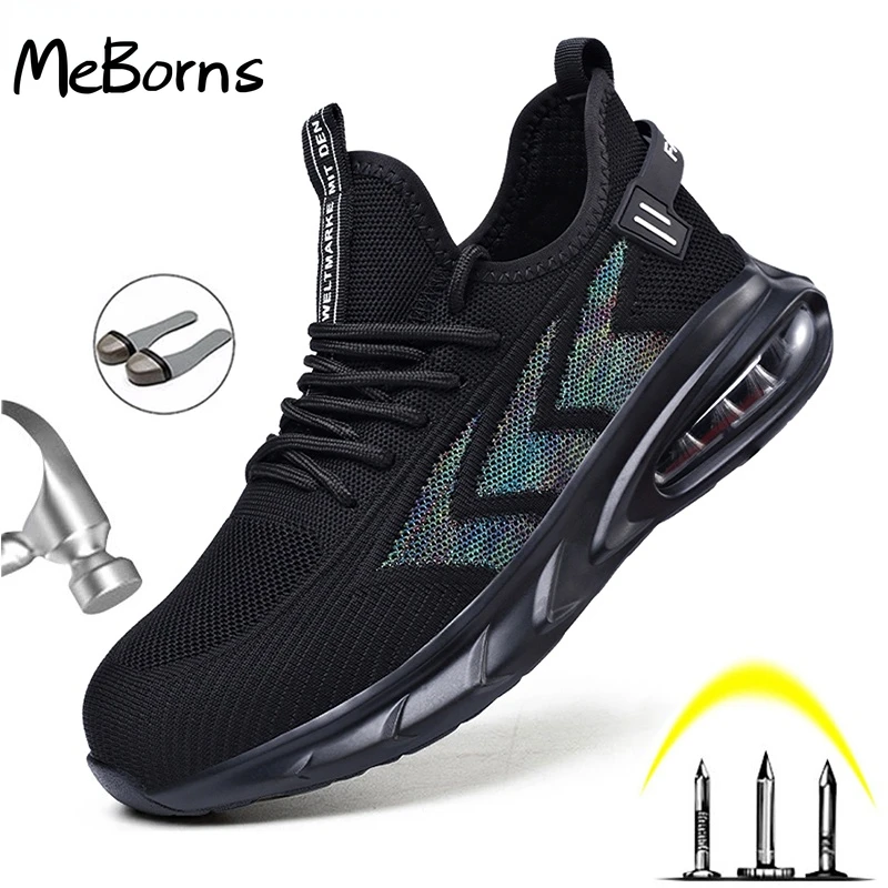 

Men Damping Safety Work Shoes Indestructible Work Boots Male Steel Toe Cap Anti-smashing Construction Safety Sneakers