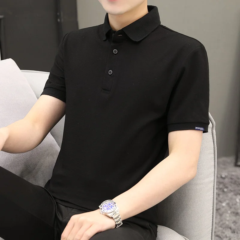 

2022 Lapel T-shirt Men's New Men's Large Size Short-sleeved Polo Shirt T-shirt High Quality Polo Shirt Black White Gray Shirts