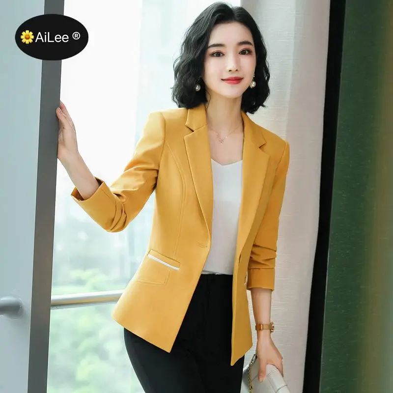 New Designer Blazer Suit Women Korean Slim Fashion Patchwork Jacket Single Button Lady Office Small Coat Business Work Tops