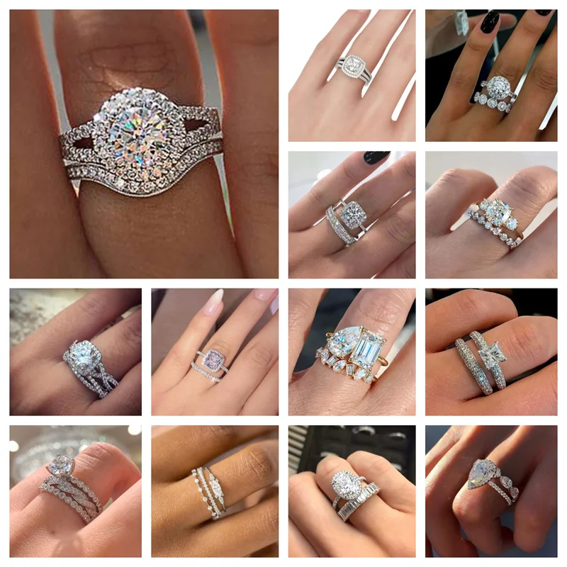 2024 новый модный набор женское кольцо стильное индивидуальное овальное фианит