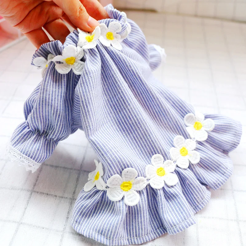 

daisy dress dog Clothes Super for dogs Clothing pet Outfits small spring summer cotton Yorkies Print blue girl ropa para perro