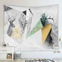 nordic colorful 3d geometric tapestry wall fabric home decoration simple deer head pink flamingo hanging wall tapestries blanket