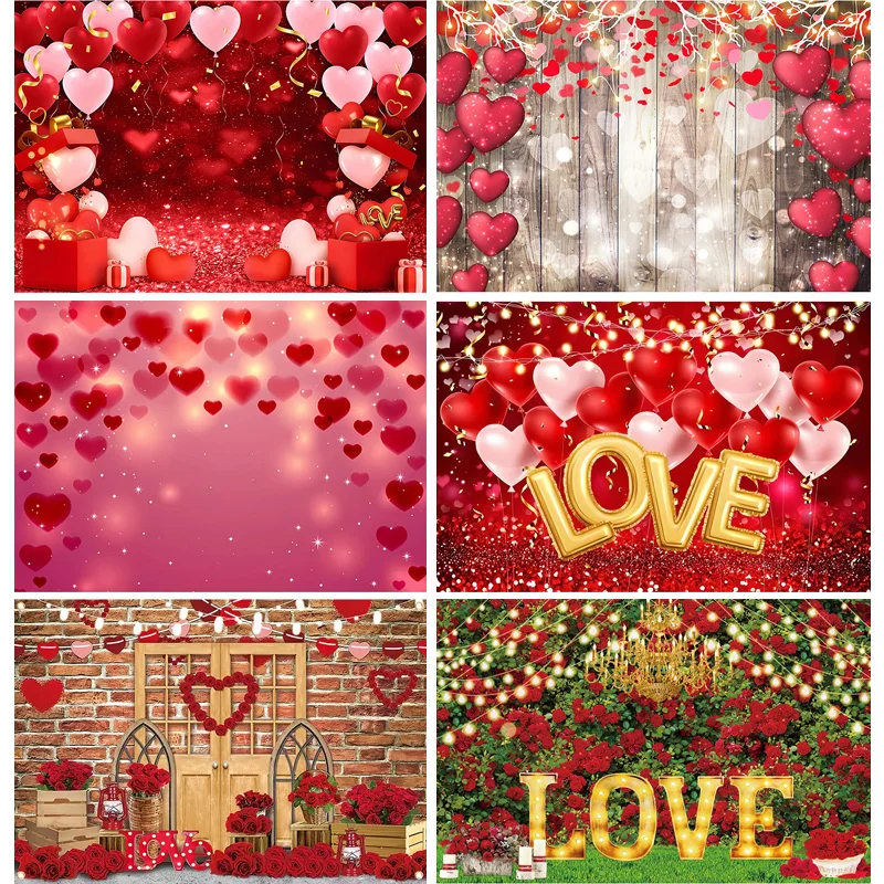 

SHUOZHIKE Art Fabric Valentine's Day Photography Backdrops Wooden Board Flower Backgrounds Birthday Decor Photo Backdrop QMH-02