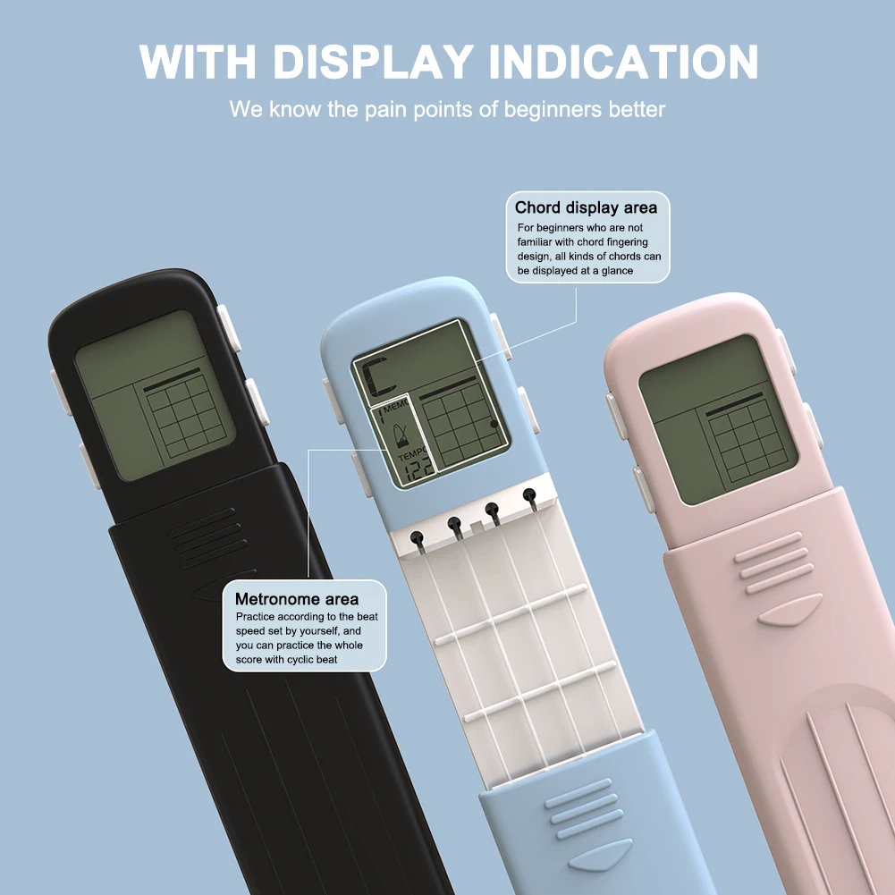 

SOLO 4-Tone Pocket Ukulele Chord Trainer Practice Tools Rotatable Chords Diagram Chart Screen Musical Instrument Finger Traine