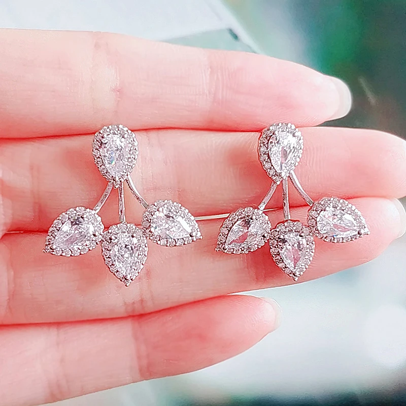 

Серьги-гвоздики JUNZI с белыми кристаллами и фианитами, Элегантные украшения для невесты, свадьвечерние ринки