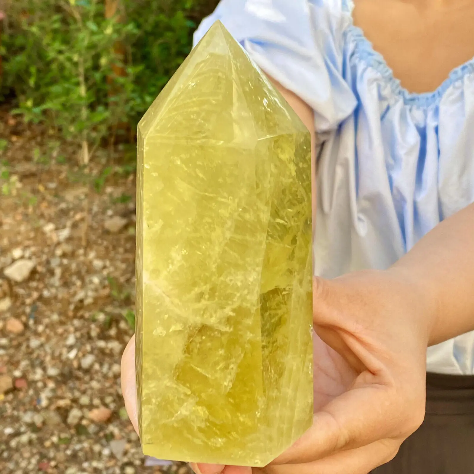 

Natural Yellow Crystal Obelisk Single Pointed Quartz Crystal Energy Column