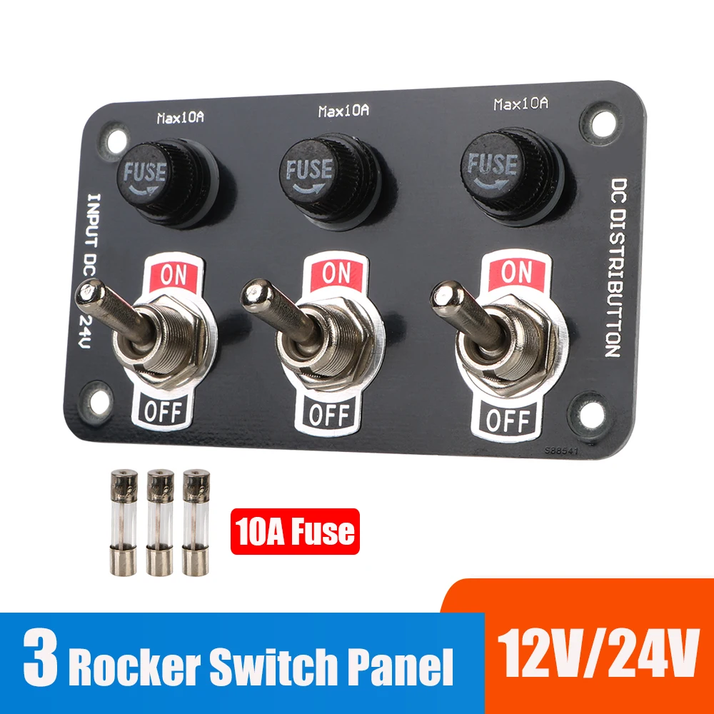 

12V 24V Rocker Switch Panel 10A Fuse Protection Light Toggle Start Push Button Ignition Racing Car Accessories For Boat Marine
