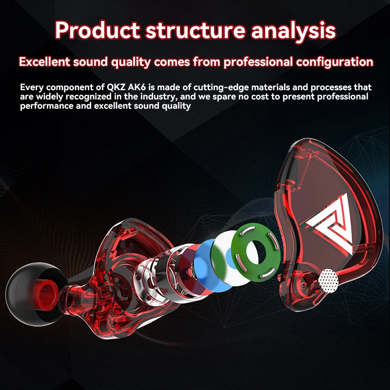Фото QKZ AK6 наушники-вкладыши с микрофоном 3,5 мм кабель Handfree HiFi телефон проводные наушники наушники слуховые аппараты спортивный наушник №5