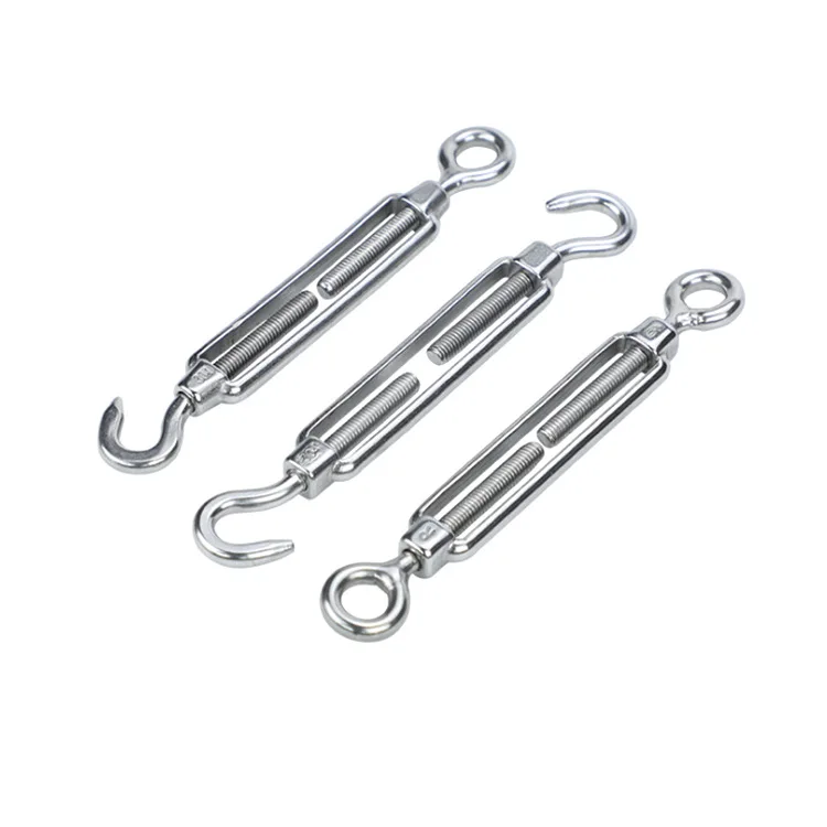 5PCs Stainless Steel Turnbuckle Adjustment Hook Eye Screw Wire Rope Tensioning Tightener Tight Cable Screw Connector