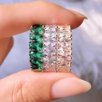 luxury female green crystal stone ring irregular zirconia wedding rings for women trendy geometric oval cz engagement jewelry