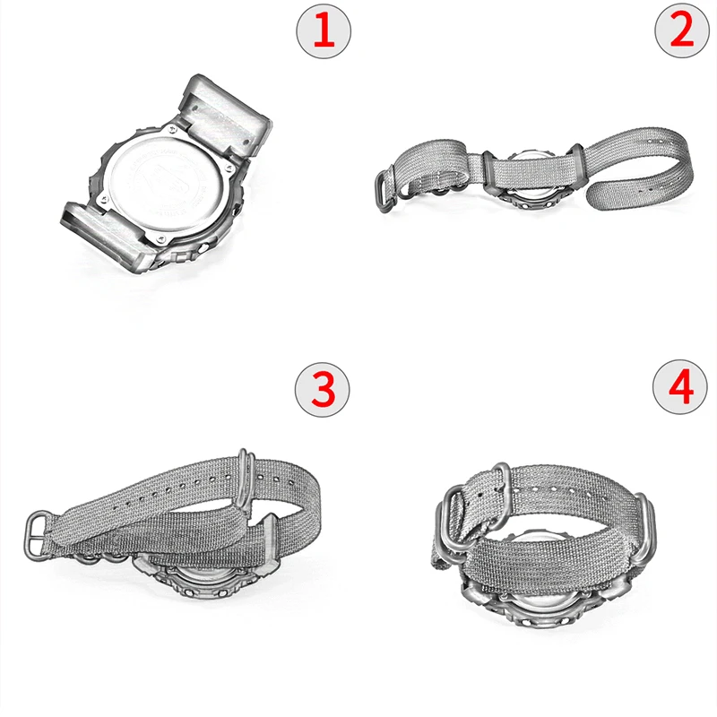 Nylon Strap Adapter Suitable for Casio G-Shock 16mm Series GA100 Men's Watch Band Heavy Duty Metal Buckle Woven Watch Accessorie