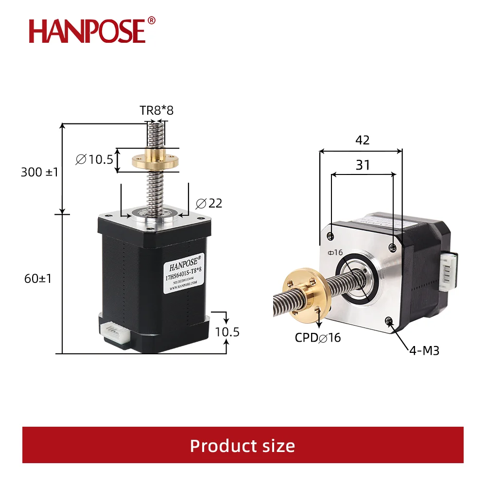 17HS6401S-T8 шаговый двигатель nema17 1 8 А 48 мм винт Т-образного типа ходовой шагового