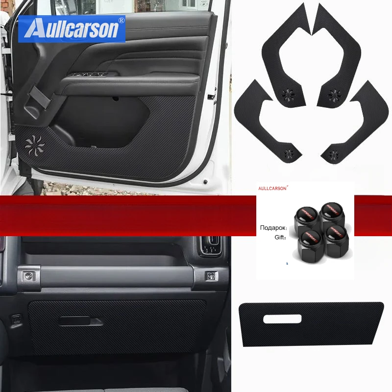 

Для GWM НОВЫЙ новый Haval H9 2024 2025 защитные наклейки на дверные противоударные накладки из углеродного волокна, внутренняя боковая пленка, автомобильные аксессуары