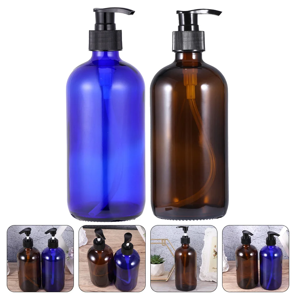 2 Pcs Squeeze Lotion Bottle Glass Craft Sub Liquid Containers Convenient Storage Shampoo Pump Dispenser