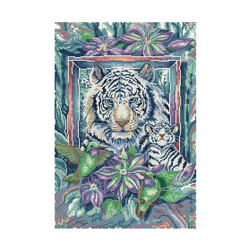 

Cross Stitch Kits Stamped Embroidery Starter Kits For Beginners DIY 11CT -The Tiger Mother And Son