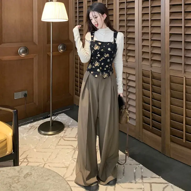 Жаккардовая майка Xian однотонный стильный комплект из трех предметов Свободные