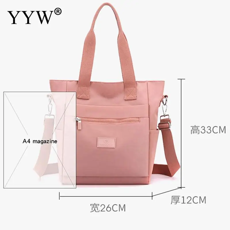 Solid Color Large Capacity Nylon Women Single Shoulder Handbag Casual Crossbody Lanyard Waterproof Canvas Female Travel Tote Bag