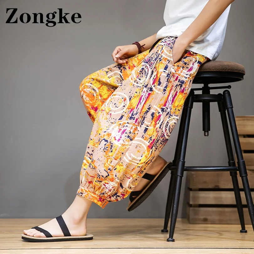 

Штаны Zongke мужские до икры, брюки-султанки в китайском стиле, модные Джоггеры в Корейском стиле, леггинсы, весна 2022