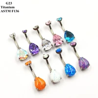 g23 navel nail titanium mosaic in the shape of a luxury large zircon and opal body piercing jewelry navel ring nail