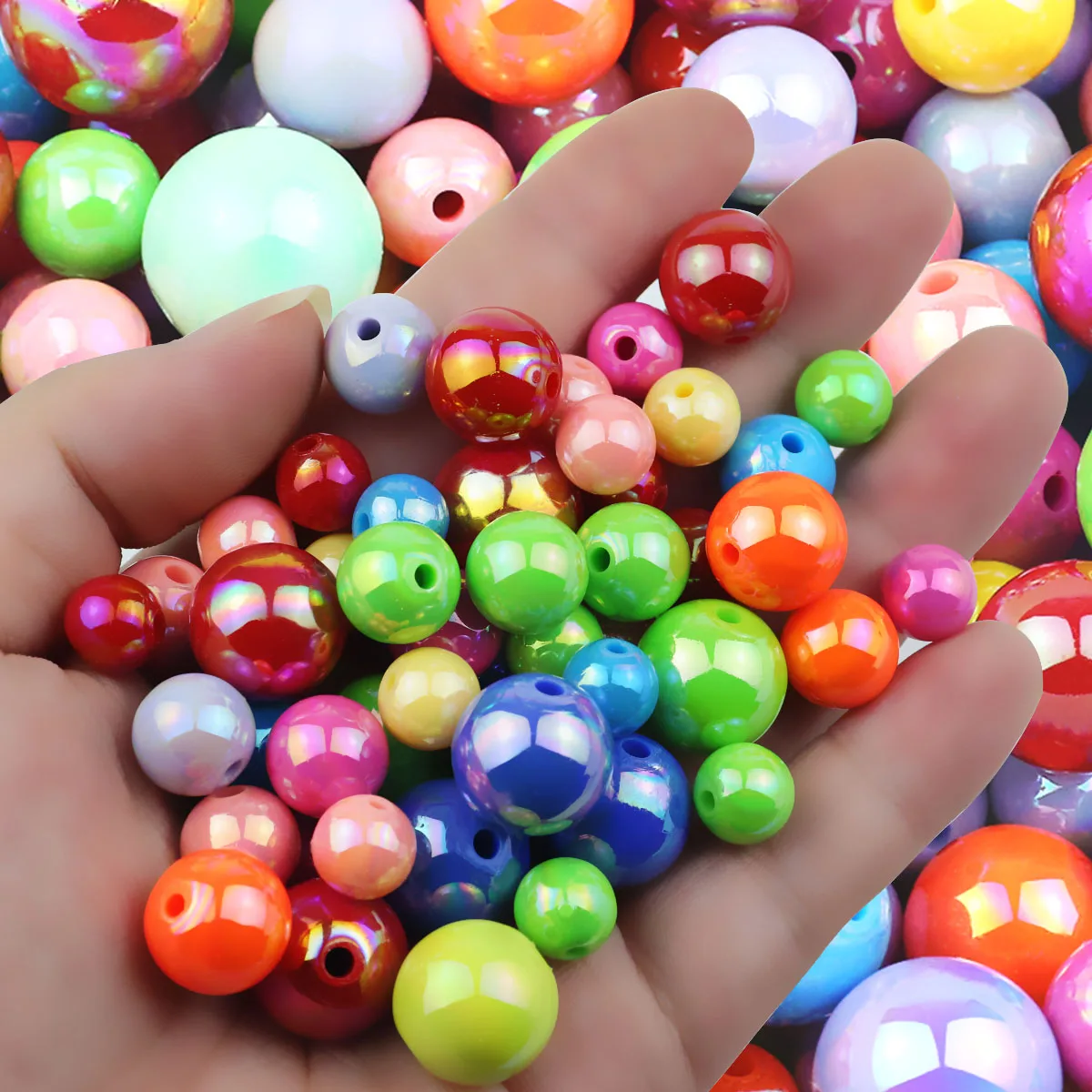 Многоцветные акриловые гладкие шариковые бусины CCB круглые разделители