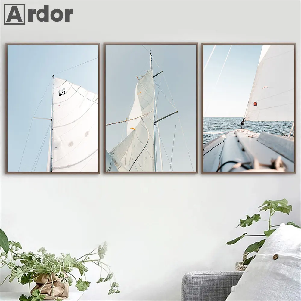 

Sailing Posters Sky Yacht Wall Art Canvas Painting Horizon Poster Ocean Boat Navigation Print Wall Pictures Living Room Decor