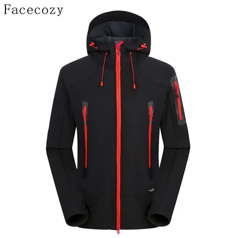 Мужская Флисовая Куртка Facecozy, осенне-зимняя уличная куртка из дышащей ткани софтшелл для кемпинга и походов, термальная куртка с капюшоном для рыбалки и катания на лыжах