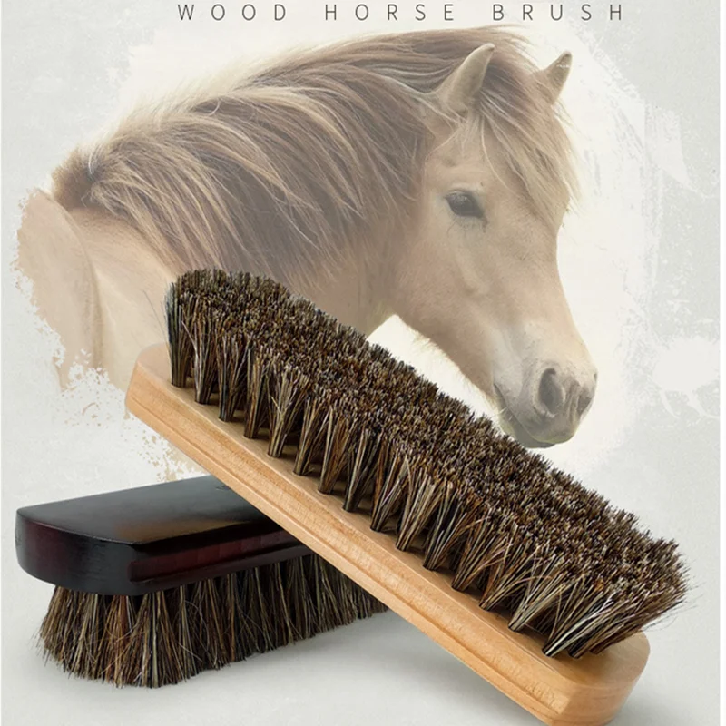 

Wooden Shoe Polish Brush Bristle Horse Hair Brush Leather Soft Polishing Tool Clean Shine Brush Suede Nub Boots Buffing Car Kit