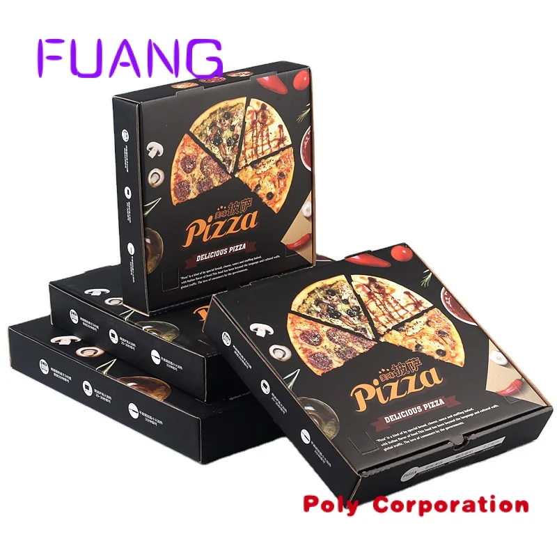 Custom Logo Printed 3 6 9 16 18 28 32 36 Inch Corrugated Carton Paper Pizza Box With Different Design