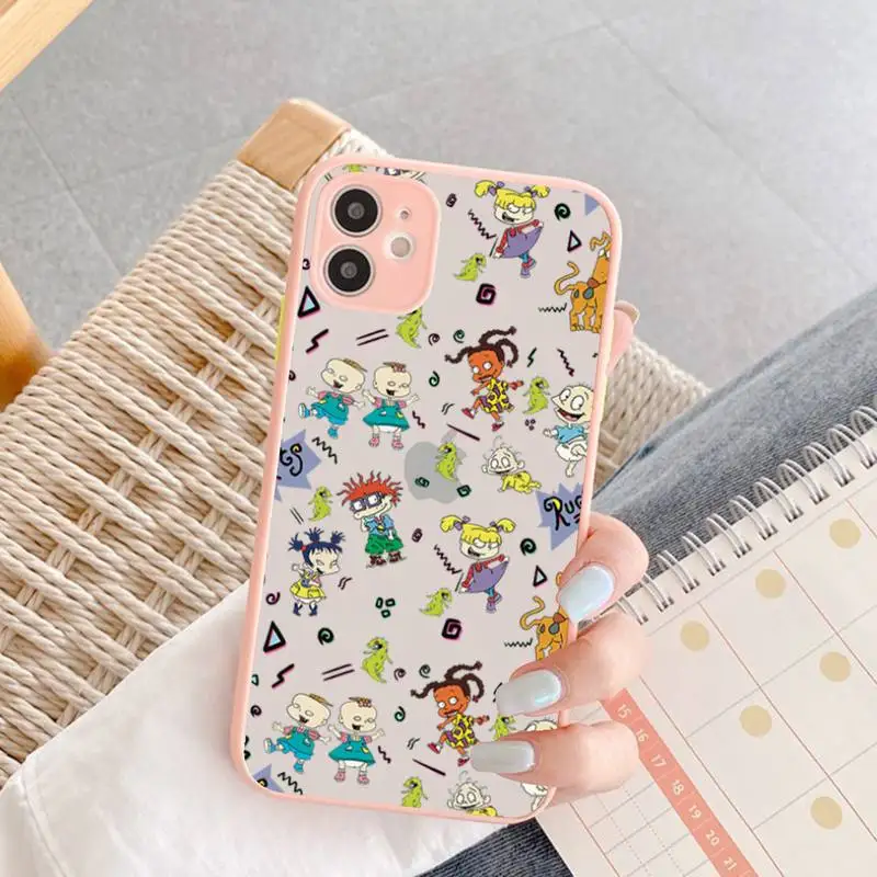 

Cartoon-R-Rugrat-Anime Phone Case for iPhone 11 12 13 Mini Pro Max 8 7 Plus X XR XS MAX Matte Silicone Back Cover