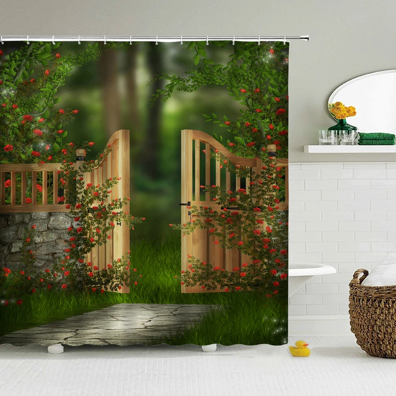 

Fairy Dream Forest Shower Curtain Waterproof Bathroom Cartoon Fantasy Bath Curtain Home Decoration with Hooks Curtain Polyester