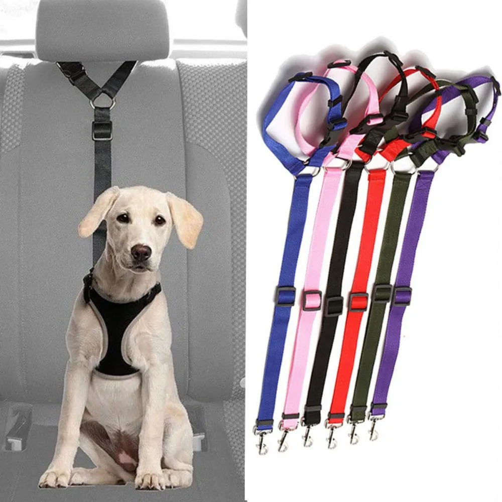 

Solid Adjustable Leash Car Seat Restraint Harnesses Dogs Harness Collar Pet Car Seat Belt Pet Supplies