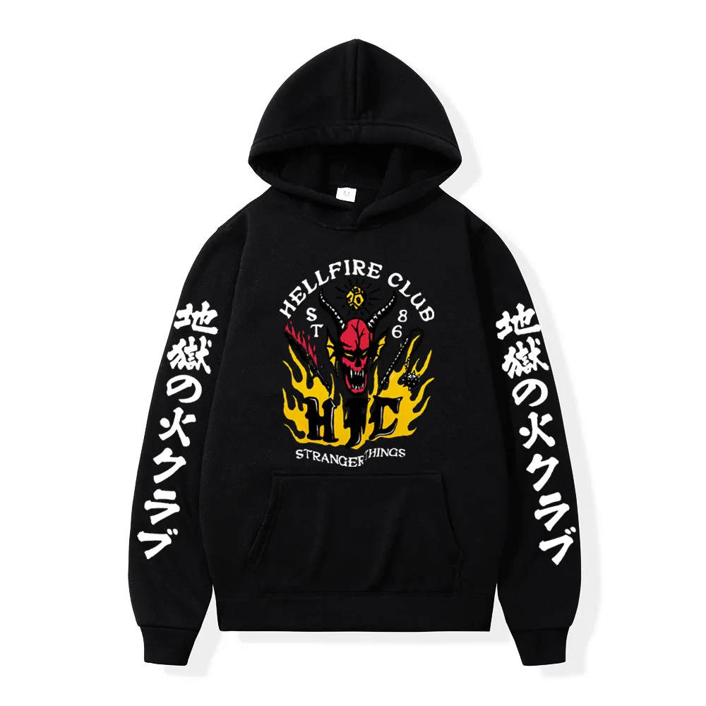

Hellfire Club Stranger Things 4 Printed Hoodies Men Streetwear Pullover Unisex Sweatshirts Harajuku Male Hip Hop Hooded Clothes