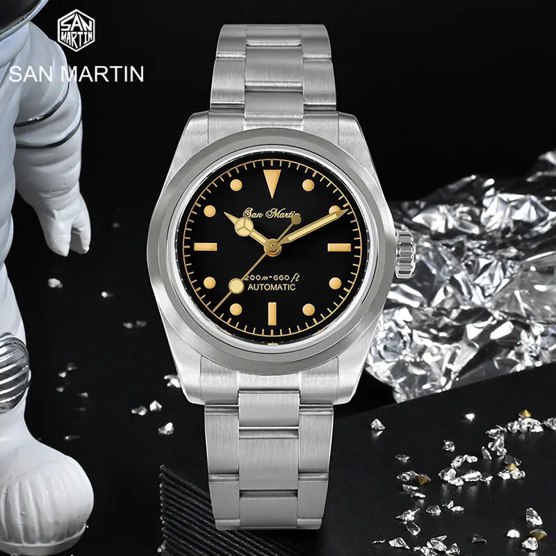 

San Martin Men Watch New 37mm Vintage Stainless Steel Sports Watches NH35 Automatic Mechanical 200m Waterproof Retro C3 Luminous