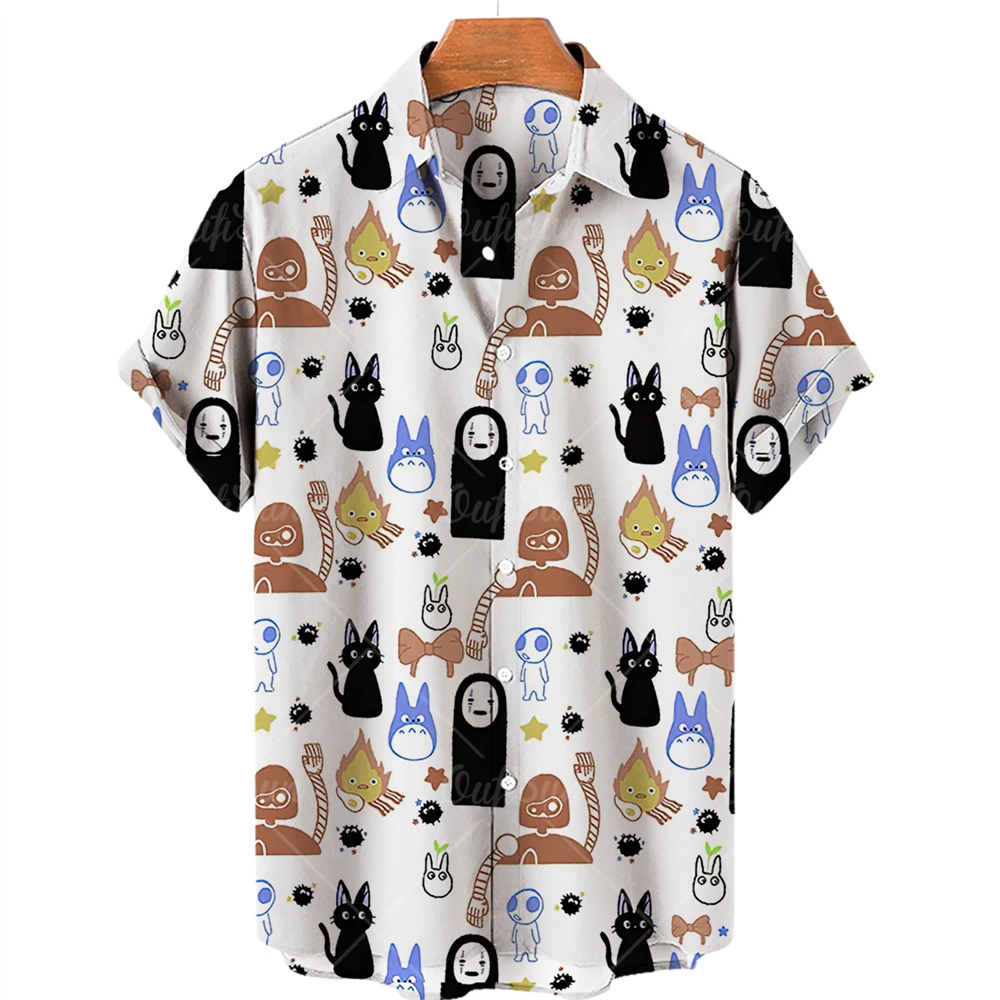 

Men's Oversized Single Breasted Shirts Outerwear Casual Short Sleeves Tops Shirts Printed Hipster Dazn Beach Male Clothes Summer