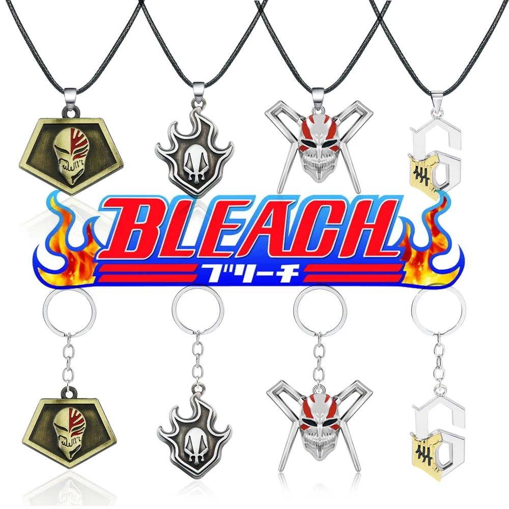 

Anime BLEACH Necklace Kurosaki Ichigo Hollowification Mask Logo Pendant Cosplay Men Women Metal Necklace Gifts