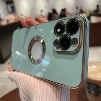 luxury 6d plating cutout display logo case for iphone 13 12 11 pro max x xs xr 8 7 plus lens protector cooling silicone cover