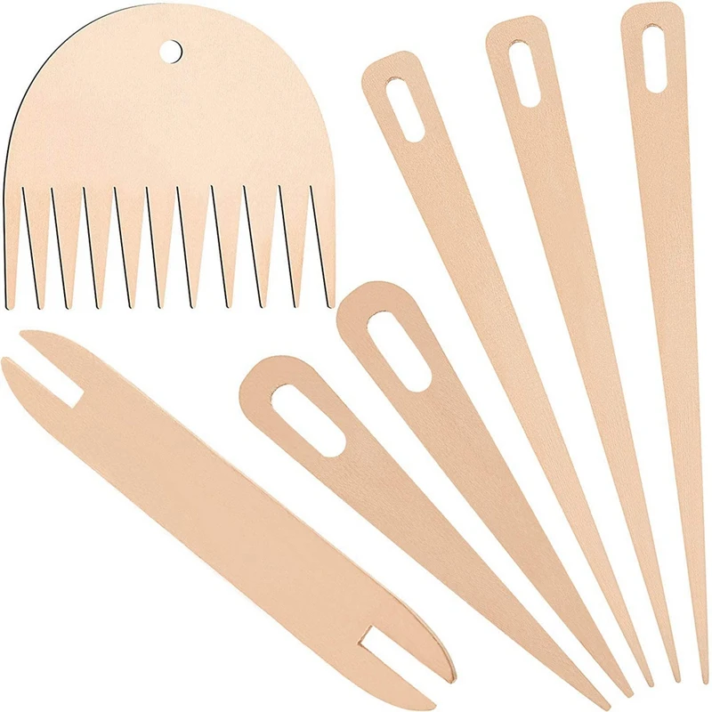 

7Pcs Wood Hand Loom Stick Set, Wood Weaving Crochet Needle With Wooden Shuttles Weaving Stick,For Knitted Crafts DIY