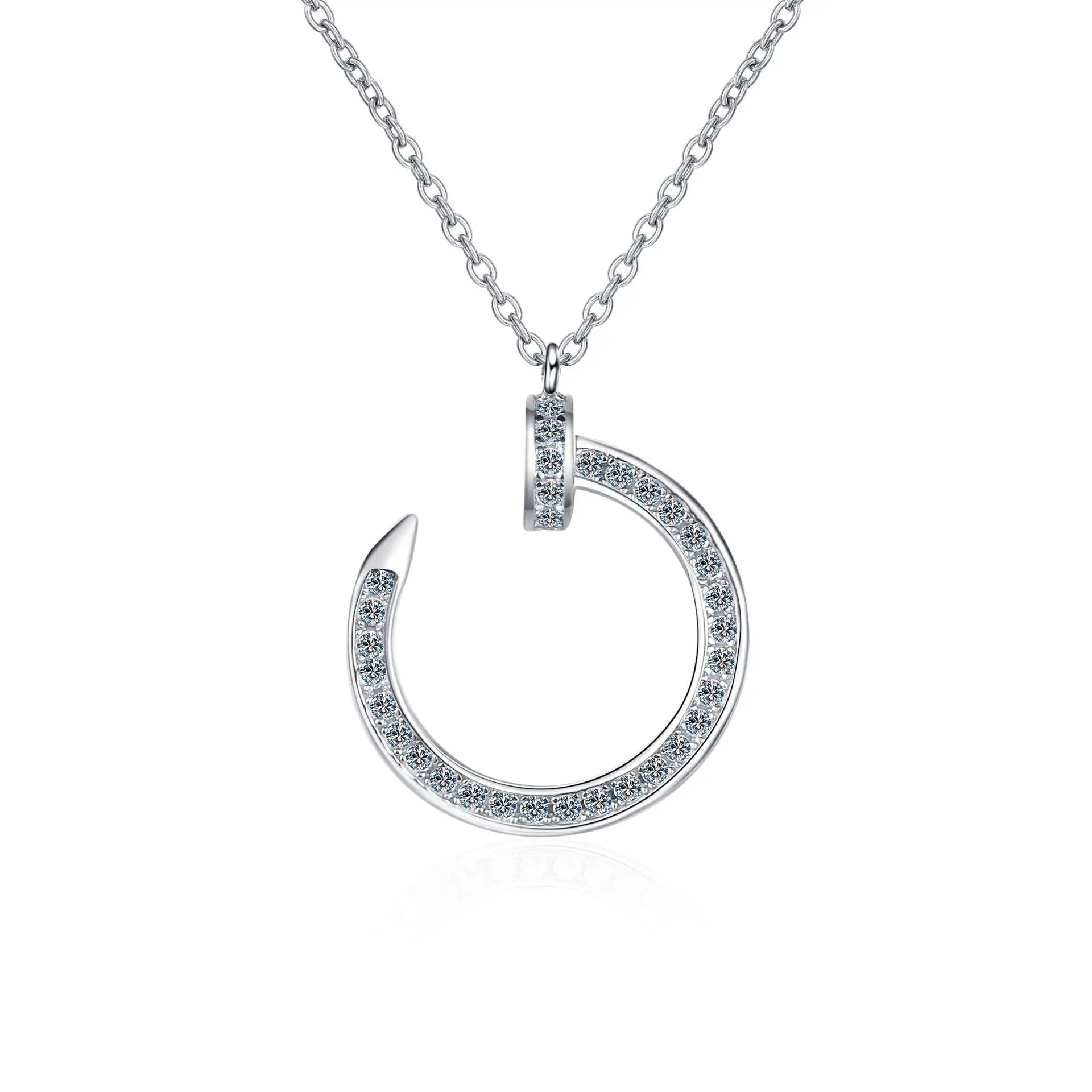 

S925 Sterling Silver Moissanite Nail Necklace Women's Imitation Diamond