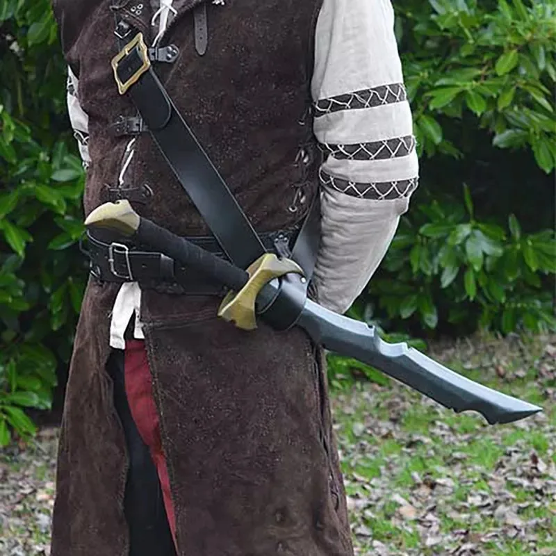 

Medieval Shoulder Belt Sword Holder Sheath Scabbard Frog Viking Knight Weapon Costume Men LARP Prop Leather Rapier Strap Holster