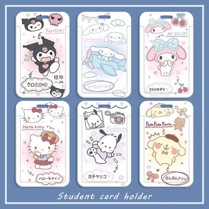 

Sanrio Mymelody Kuromi Cinnamoroll Kawaii Студенческая Нескользящая Обложка для карт для еды карточка для автобуса защитная обложка для идентификационной Карты