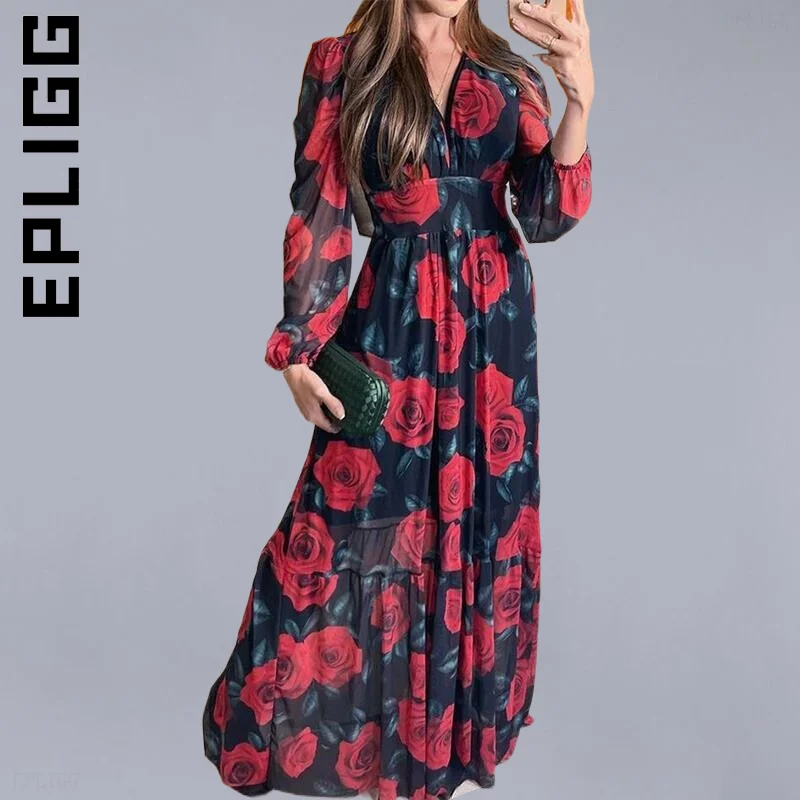 

Epligg Long Sleeve Dress Fashion Maxi Dress Sexy Basic Simple Robe Girl Outfits Elegant Lazy Female Dresses Woman Vestidos