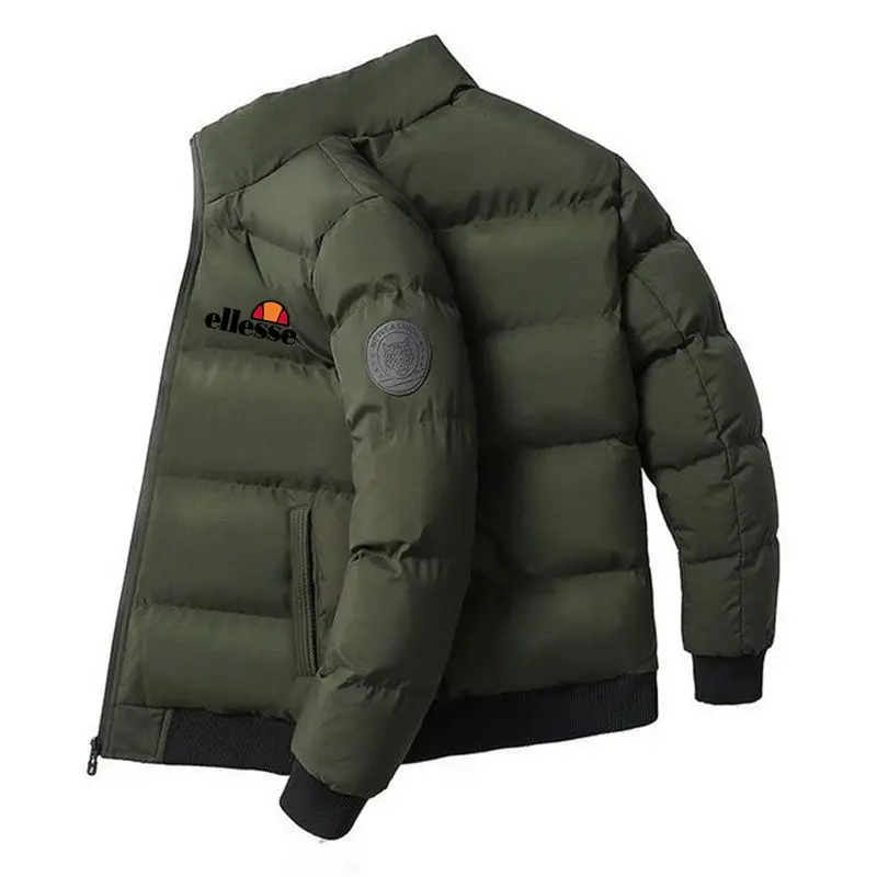 2023 New brand printed Autumn/Winter Men's Zipper Jacket Casual Bomber Jacket Scarf collar Slim-fit fashion down jacket