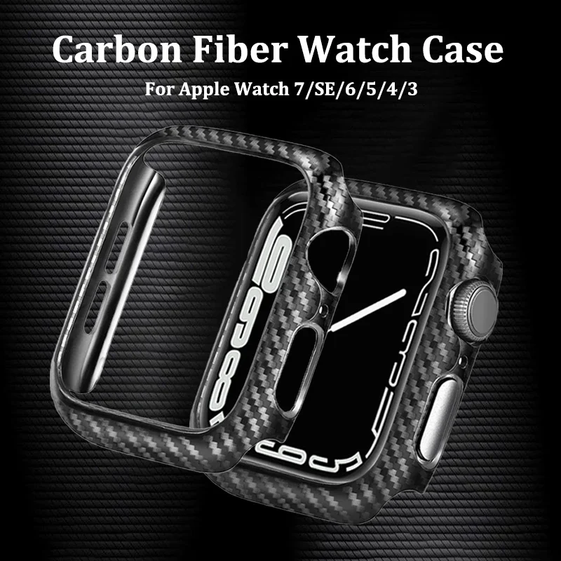 

Чехол из углеродного волокна для Apple watch, чехол 44 мм 40 мм 45 мм 41 мм 42 мм 38 мм, аксессуары, защита Бампера Для iWatch series 3 4 5 6 SE 7