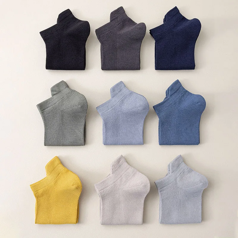 5Pairs High Quality Men Ankle Socks Breathable 96% Pure Cotton Sports Mesh Casual Summer Thin Short Antibiosis Sock Soft