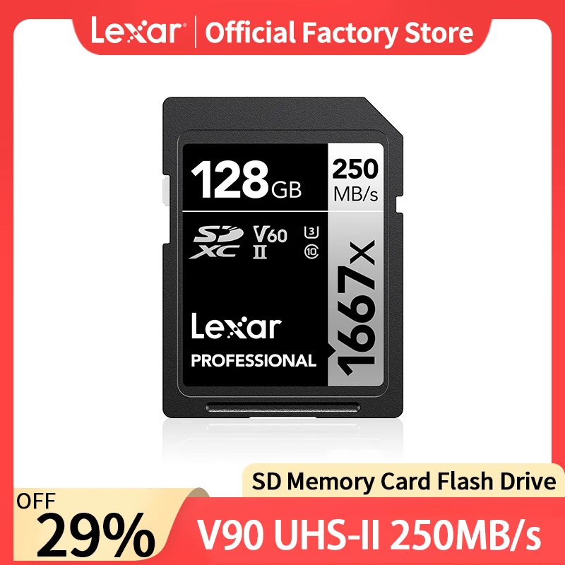 Оригинальная SD-карта памяти Lexar 1667X V60 250 дюйма Φ 64 ГБ 128 256 высокоскоростная sd-карта
