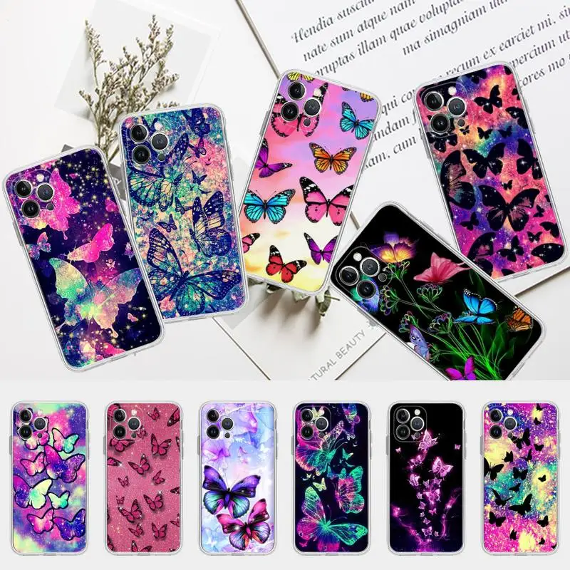 

Butterfly Phone Case for iPhone 13 12 Mini 11 14 Pro Max Xs X Xr 7 8 Plus 6 6s Se 2022 silicone Cover