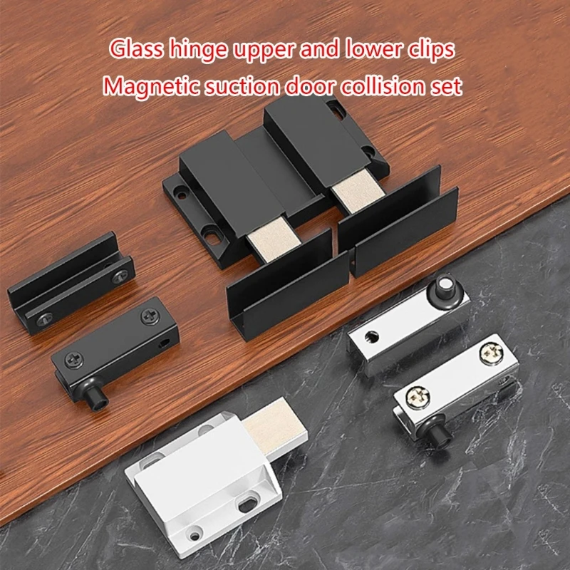 

1Set Magnetic Glass Cabinet Hinges Multifunction Fixing Clamping Supplies for School Office Dormitory Decoration