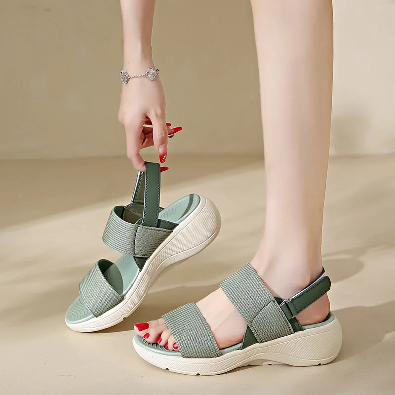 Женские универсальные сандалии на низком толстом каблуке мягкие удобные большие