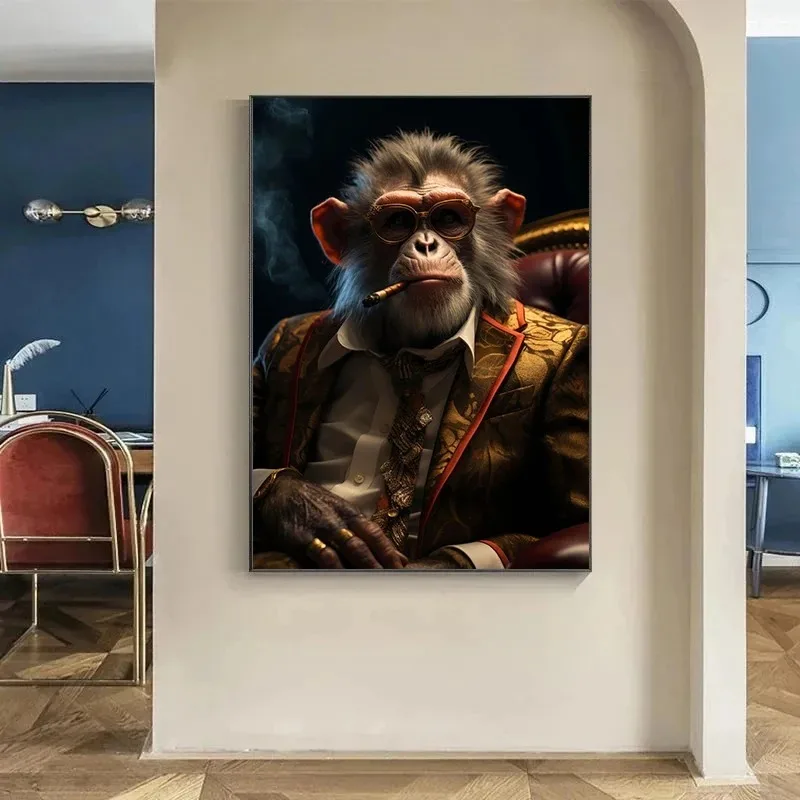 Абстрактная печать на холсте Мавпочка для курения сигарет настенная живопись